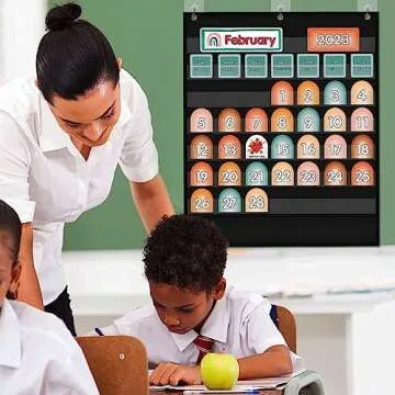 ABCKEY Weather Calendar for Preschool,Kindergarten Classroom Learning,Learning Time Center Pocket Chart for Classroom and Homeschool(Black)