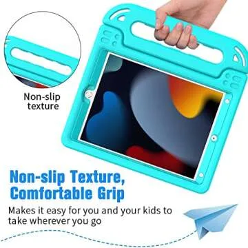 BMOUO Kids Case for iPad 9th/8th/7th Generation, iPad 10.2 2021/2020/2019 Case with Screen Protector, Shockproof Convertible Handle Stand iPad 9th/8th/7th Generation Case for Kids Toddlers, Turquoise