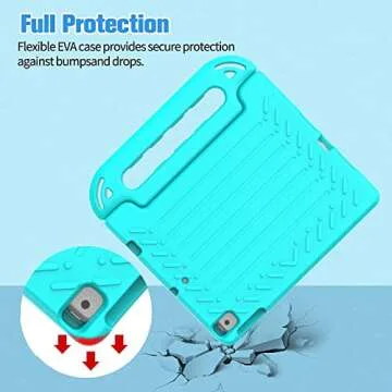 BMOUO Kids Case for iPad 9th/8th/7th Generation, iPad 10.2 2021/2020/2019 Case with Screen Protector, Shockproof Convertible Handle Stand iPad 9th/8th/7th Generation Case for Kids Toddlers, Turquoise
