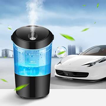 One Fire Portable Car Diffuser - 7 Color USB Humidifier for Travel, Mini Diffuser for Essential Oils