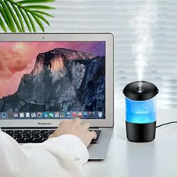 One Fire Portable Car Diffuser - 7 Color USB Humidifier for Travel, Mini Diffuser for Essential Oils