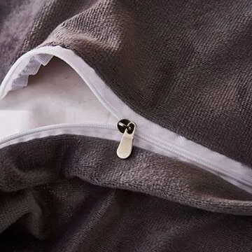 JAUXIO Luxury Plush Long Faux Fur 3 Pieces Bedding Set Shaggy Comforter Duvet Cover with Pillow Shams Ultra Soft Crystal Velvet Reverse (King, Dark Grey Ombre)