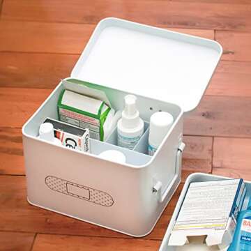 AQ Metal Tin Caddy for First Aid, Crafts & More