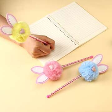 NESTRE 3 Pcs Easter Bunny Pen - Fun Bunny Play Pen Fluffy Pen For Girls Women Office Party School Supplies