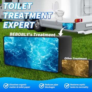 BEBOBLY RV Toilet Treatment Drop Ins, Extra Strength Septic Tank Treatment & Cleaner, Waste Breakdown/Odor Control, RV Black Tank Treatment for RVs, Boats & Portable Toilets (20 Pack)