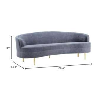 Baila Collection Velvet Curved Sofa with Gold Legs