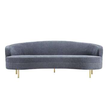 Baila Collection Velvet Curved Sofa with Gold Legs