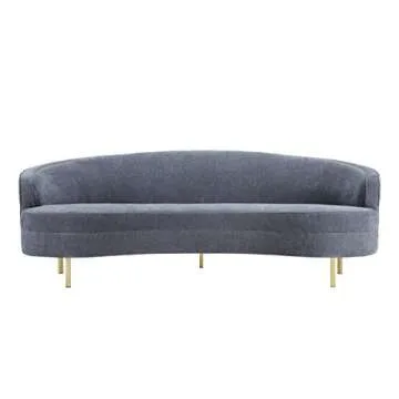 Baila Collection Velvet Curved Sofa with Gold Legs