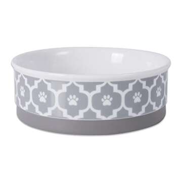 Bone Dry Lattice Collection Pet Bowl & Canister, Medium Set, 6x2", Gray, 2 Count