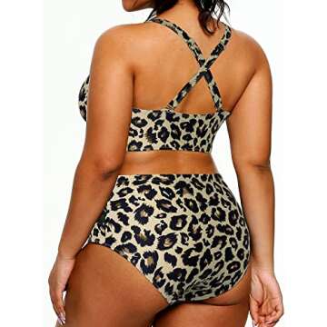 Yonique Womens Plus Size Bikini High Waisted Swimsuits Two Piece Bathing Suits Tummy Control Swimwea...