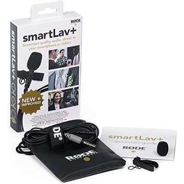 Rode SmartLav+ Omnidirectional Lavalier Microphone for iPhone and Smartphones, Black, 5x2x3