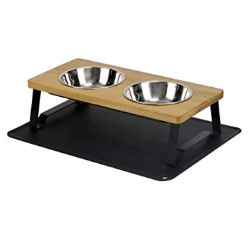 X-ZONE PET Raised Pet Bowls for Cats and Puppy, Walnut Wood Elevated Dog Cat Food and Water Bowls St...