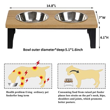X-ZONE Raised Pet Bowls for Cats & Dogs in Walnut Wood