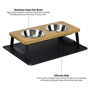 X-ZONE Raised Pet Bowls for Cats & Dogs in Walnut Wood
