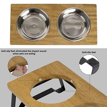X-ZONE Raised Pet Bowls for Cats & Dogs in Walnut Wood