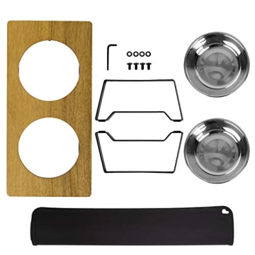 X-ZONE Raised Pet Bowls for Cats & Dogs in Walnut Wood