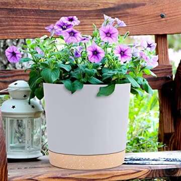QCQHDU 8 inch Plant Pot, 2 Pack Planters for Indoor Plants with Drainage Holes & Saucer, Outdoor Flower Pots Home Garden Modern Decor
