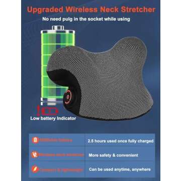 Wireless Heated Neck Stretcher for Pain Relief, Portable Cordless Neck Shoulder Cervical Traction Device with Graphene Heating Pad No Smell Magnetic Therapy Case Relaxer for TMJ Migraine Spine Alignme