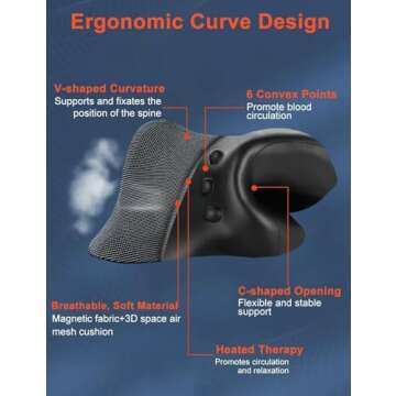 Wireless Heated Neck Stretcher for Pain Relief, Portable Cordless Neck Shoulder Cervical Traction Device with Graphene Heating Pad No Smell Magnetic Therapy Case Relaxer for TMJ Migraine Spine Alignme