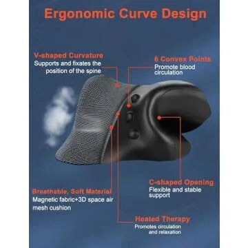 Wireless Heated Neck Stretcher for Pain Relief, Portable Cordless Neck Shoulder Cervical Traction Device with Graphene Heating Pad No Smell Magnetic Therapy Case Relaxer for TMJ Migraine Spine Alignme