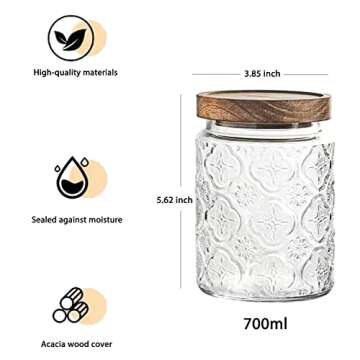 Snminetal Vintage Glass Kitchen Storage Counter Jar, Kitchen and Pantry Glass Storage, with Airtight...