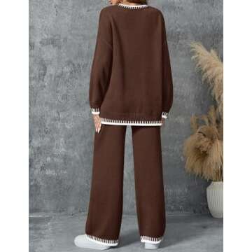 ZESICA Women's Stylish 2 Piece Sweater Set Lounge Wear