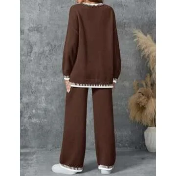 ZESICA Women's Stylish 2 Piece Sweater Set Lounge Wear