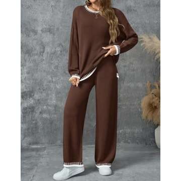 ZESICA Women's Stylish 2 Piece Sweater Set Lounge Wear