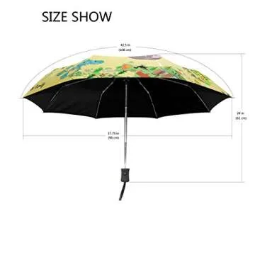 U Life Cute Cartoon Kids Animal World Map Auto Open Close Sun Rain Umbrella