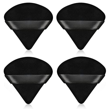 Pimoys 4 Pieces Powder Puff Makeup Sponge Triangle Powder Puffs for Face Powder Loose Powder, Velour...