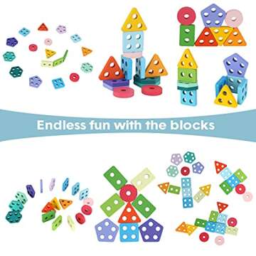 KMTJT Montessori Toys for 2 Year Old, Toddlers Wooden Shape Sorter Learning Blocks for 18 Months Boys Girls, Wood Sorting & Stacking Toys Gifts for Kids Age 2 3 4 Years Old