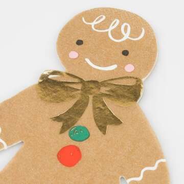 Meri Meri Christmas Paper Napkins (Pack of 16), Thick & Absorbent 3-Ply Paper, Shaped Christmas Napkins Disposable