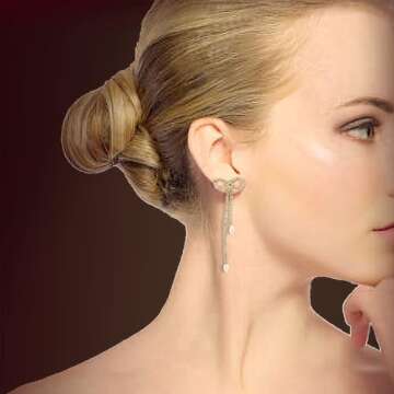 Elegant JeanBeau Cubic Zirconia Bow Drop Dangle Earrings