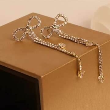 Elegant JeanBeau Cubic Zirconia Bow Drop Dangle Earrings