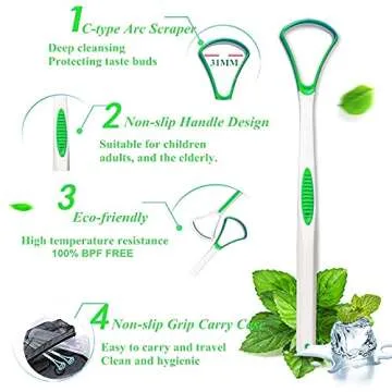 Tongue Scraper Cleaner 100% BPA Free Tongue Scrapers with Travel Handy Case for Adults, Kids, Healthy Oral Care, Easy to Use, Help Fight Bad Breath (4 PACK)