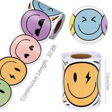 Whaline 32.8Ft Preppy Happy Face Bulletin Board Border Sunglasses Heart Smile Face Die Cut Trim Border Roll for Classroom Chalkboard School
