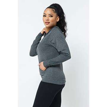 Camellia Women's Workout Hoodie Jacket – Slim Fit Lightweight Casual Full Zip Long Sleeve Hooded Pullover Top Yoga Active SJ4001 Charcoal S