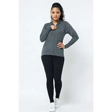 Camellia Women's Workout Hoodie Jacket – Slim Fit Lightweight Casual Full Zip Long Sleeve Hooded Pullover Top Yoga Active SJ4001 Charcoal S
