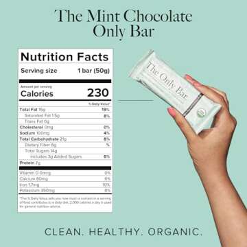 Truvani Plant Based Snack Bars | Chocolate Mint 12 Pack | 7g Protein | USDA Organic and Vegan | The Only Bar | Dairy, Soy, and Gluten Free | Individually Wrapped