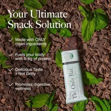Truvani Plant Based Snack Bars | Chocolate Mint 12 Pack | 7g Protein | USDA Organic and Vegan | The Only Bar | Dairy, Soy, and Gluten Free | Individually Wrapped