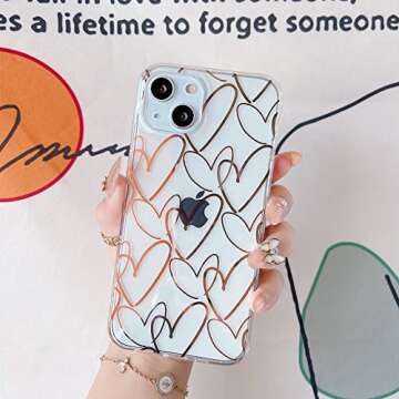 Jmltech Compatible with iPhone 13 Cute Heart Clear Silicone Women Luxury Hard Back with TPU Bumper Protective Phone Case for iPhone 13 (Heart)