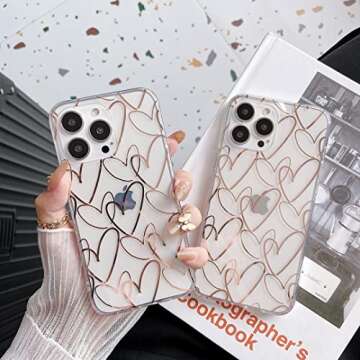 Jmltech Compatible with iPhone 13 Cute Heart Clear Silicone Women Luxury Hard Back with TPU Bumper Protective Phone Case for iPhone 13 (Heart)