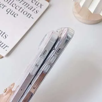 Jmltech Compatible with iPhone 13 Cute Heart Clear Silicone Women Luxury Hard Back with TPU Bumper Protective Phone Case for iPhone 13 (Heart)