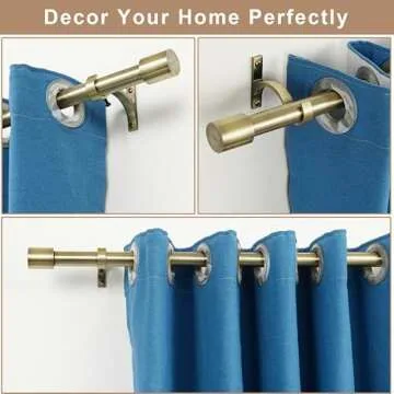 Antique Bronze Curtain Rods for Window 28-121", Splicing Curtain Rods Drapery Rods, Adjustable 1-Inch Thicken Window Treatment Curtain Rods, Telescoping Decorative Curtain Rods with Cap Finials