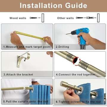 Antique Bronze Curtain Rods for Window 28-121", Splicing Curtain Rods Drapery Rods, Adjustable 1-Inch Thicken Window Treatment Curtain Rods, Telescoping Decorative Curtain Rods with Cap Finials