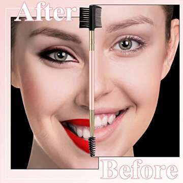 3 Pcs Eyebrow Brush Eyelash Comb Eyelash Shaper and Eyebrow Brush Dual Comb Double Head Makeup Grooming Tool for Women Cosmetic Travel(Pink)