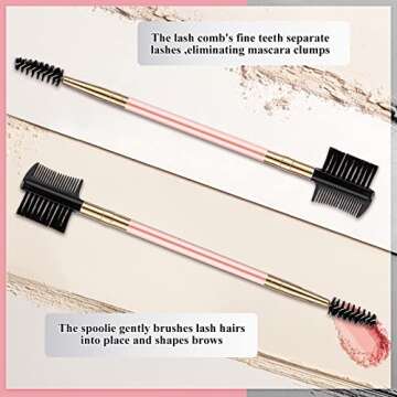 3 Pcs Eyebrow Brush Eyelash Comb Eyelash Shaper and Eyebrow Brush Dual Comb Double Head Makeup Grooming Tool for Women Cosmetic Travel(Pink)