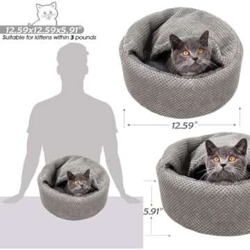 Winsterch Washable Cat Bed - Round, Soft, Cozy & Warming for Indoor Cats. Small Cat Pet Bed with Rem...