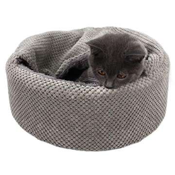 Winsterch Washable Cat Bed - Round, Soft, Cozy & Warming for Indoor Cats. Small Cat Pet Bed with Removable Cushion & Anti-Slip Bottom (Gray, 12.59 x 12.59 x 5.91 in)