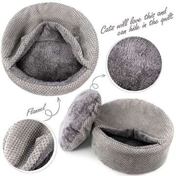 Winsterch Washable Cat Bed - Round, Soft, Cozy & Warming for Indoor Cats. Small Cat Pet Bed with Removable Cushion & Anti-Slip Bottom (Gray, 12.59 x 12.59 x 5.91 in)